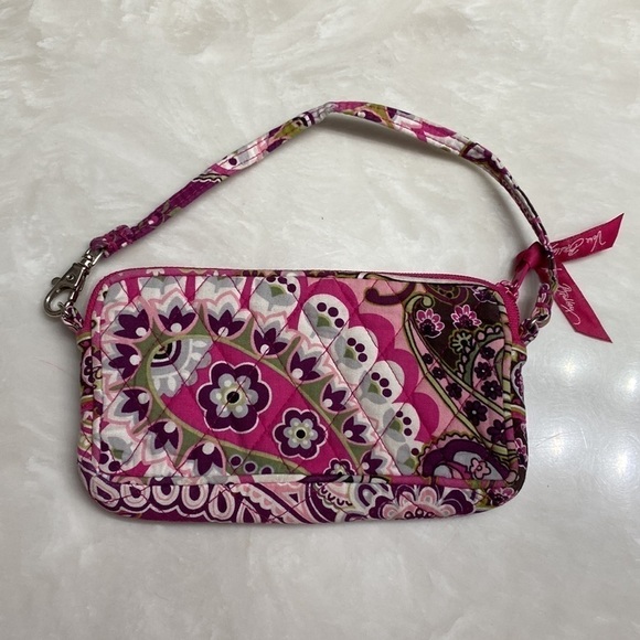 Vera Bradley Very Berry Wristlet Paisley Pink Wallet Clutch - Picture 7 of 12